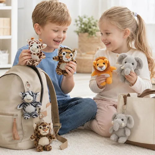 Miniatura 5 de Tezituor Paquete de 6 Pequeños Animales de Peluche a Granel Juguetes de Peluche, Mini Llaveros de Animales de Peluche Lindos de 6" para Niños, Mini