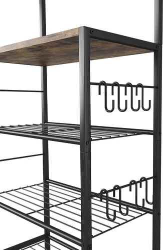 Miniatura 8 de HOMEFORT Perchero con almacenamiento de zapatos, zapatero de 5 niveles y perchero con 9 ganchos para ropa, organizador independiente para árbol