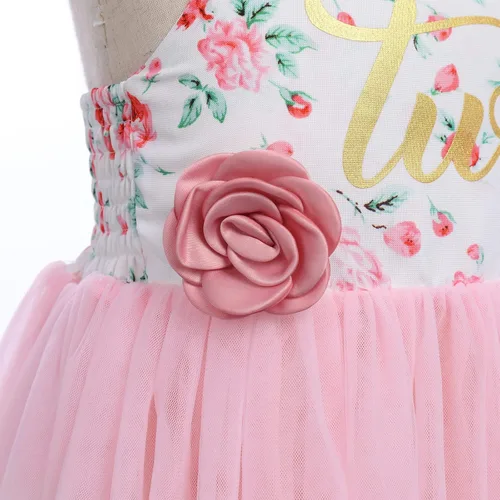 Miniatura 3 de ODASDO Vestido de tul con diadema de flores y diadema de flores