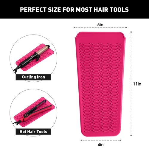 Miniatura 2 de ZAXOP Paquete de 2 bolsas de silicona resistentes al calor para plancha plana, rizador, alisador de cabello, varitas para rizar el cabello, Rosa