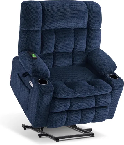 Miniatura 12 de MCombo 7893 - Silla reclinable pequeña de doble motor para ancianos pequeños, silla elevadora de gravedad cero con calor y masaje, posición Beige