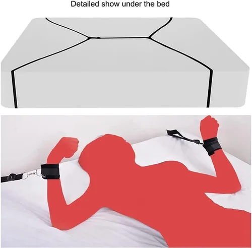 Miniatura 2 de Restricción de marco de cama para tamaño Queen, correas de muñeca para parejas, kit de amarre sexual debajo del colchón para adultos, parejas, cama