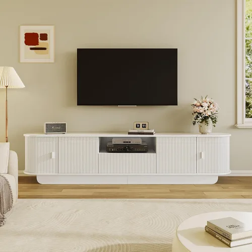 Miniatura 16 de Juego de Mesa de Centro y Soporte para TV de 2 Piezas, Centro de Entretenimiento con 2 Cajones, Consola de TV Moderna de 78.7'', Mesa de Centro Gris