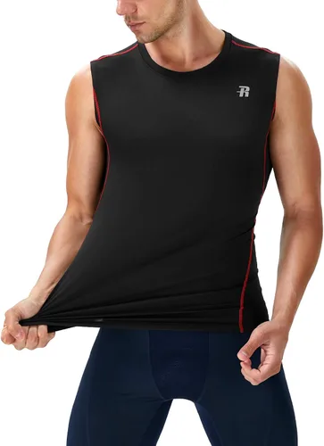 Miniatura 5 de Runhit Paquete de 3 camisetas de compresión sin mangas para hombres, entrenamiento deportivo, sin mangas, camiseta de compresión para hombres