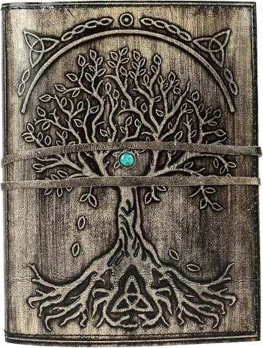 Miniatura 10 de Diario de cuero marrón de 7 x 5 pulgadas, rellenable, de papel, con forro, árbol de la vida, cuaderno de escritura hecho a mano, cuaderno de notas
