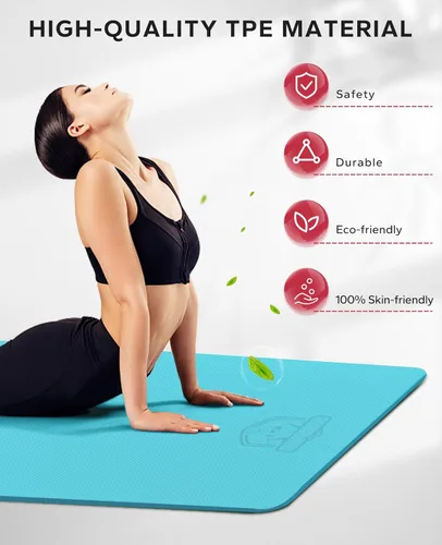 Miniatura 5 de HAPBEAR Tapete de yoga extra grande de 2.835 x 1.890 x 0.236 in (1/4 pulgadas), antideslizante, duradero, grueso y ancho para entrenamientos