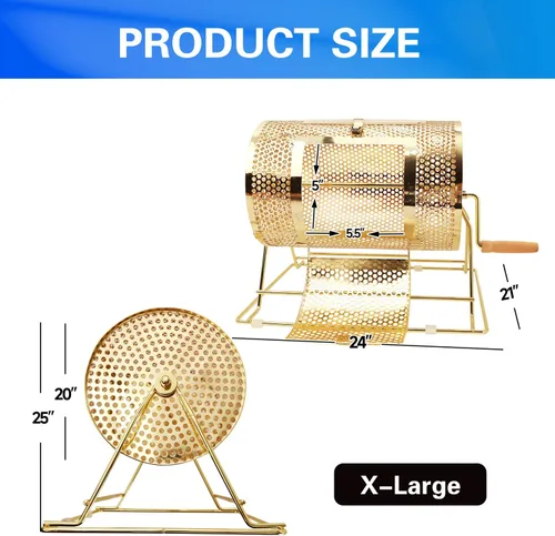 Miniatura 2 de GSE Games & Sports Expert Brass Raffle Ticket Drum, Gold Spinning Raffle Cage, Lottery Drawing Box for Raffles, Giveaways, Fundraisers, and Events