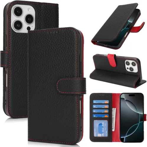 Miniatura 174 de Zouzt Funda para iPhone 11 de 6.1 pulgadas de piel auténtica con 4 ranuras para tarjetas, tarjetero con bloqueo RFID, tapa magnética, función atril