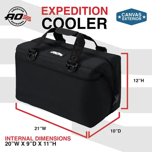 Miniatura 6 de Bolsa de enfriador AO Coolers Expedition de lona con lados blandos, a prueba de fugas, aislada, ligera Negro