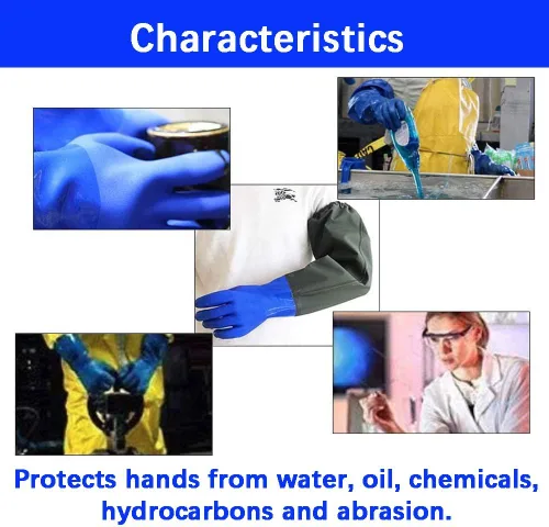Miniatura 5 de Guantes largos de goma impermeables, guantes de estanque, 28 pulgadas de longitud de hombro aislados con revestimiento de PVC, resistentes a