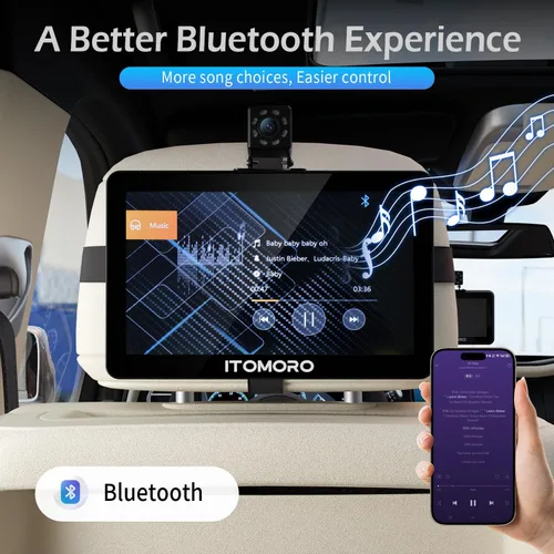 Miniatura 5 de Itomoro Cámara de coche para bebé, 5 pulgadas + 7 pulgadas 1080P cámara de bebé de doble pantalla con video bidireccional, música y reproducción