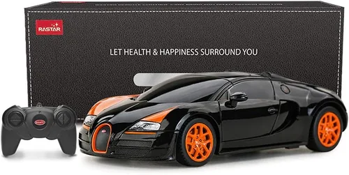 Miniatura 7 de RASTAR Auto RC 1:24 Bugatti Veyron 16.4 Grand Sport Vitesse Radio Control Remoto Racing Toy Car Model Vehicle, Negro/Naranja