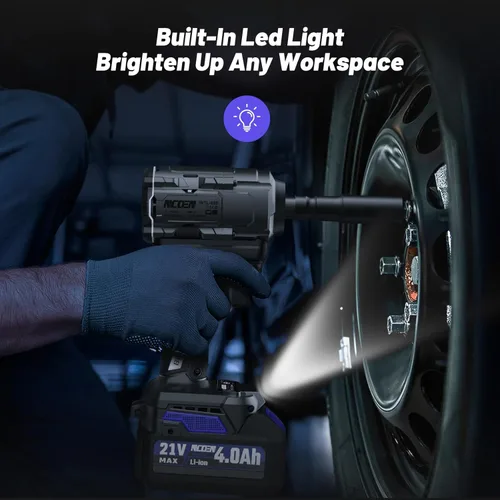 Miniatura 4 de Llave de Impacto Inalámbrica 850Nm de 1/2 Pulgada Compatible con Batería de 18V de Makita, Alto Torque 628Pies/lbs, Velocidad Variable con Batería