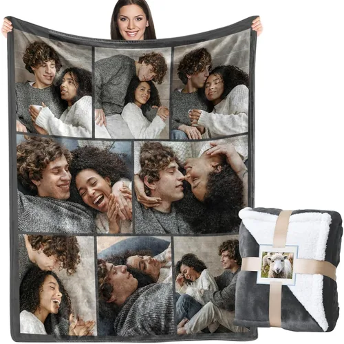 Miniatura 15 de ICELIETE Manta personalizada con texto en imagen, manta de forro polar personalizada con foto para regalos para parejas, mantas personalizadas y 08