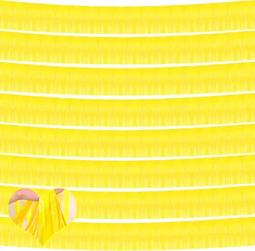 Miniatura 10 de Paquete de 10 unidades de 3,05 m de guirnalda de flecos de papel de aluminio con borlas metálicas, bandera para colgar en la pared, serpentinas