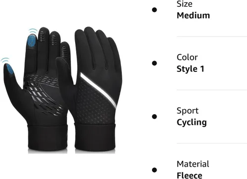 Miniatura 8 de OOPOR Winter Warm Running Sports Gloves - Cold Weather Ski Outdoor Thermal Bike Black Mittens for Man Woman