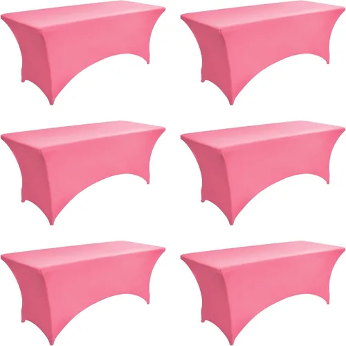 Miniatura 52 de Paquete de 2 Cubiertas de Mesa de Spandex de 4 pies para Mesas Plegables Rectangulares - Manteles Elásticos Ajustados Resistentes a las Arrugas