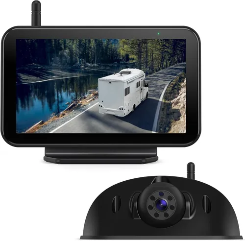 eRapta Sistema inalámbrico de cámara de respaldo RV para Furrion con monitor de 5 pulgadas 1080P, 1 cámara trasera, visión amplia, grabación de