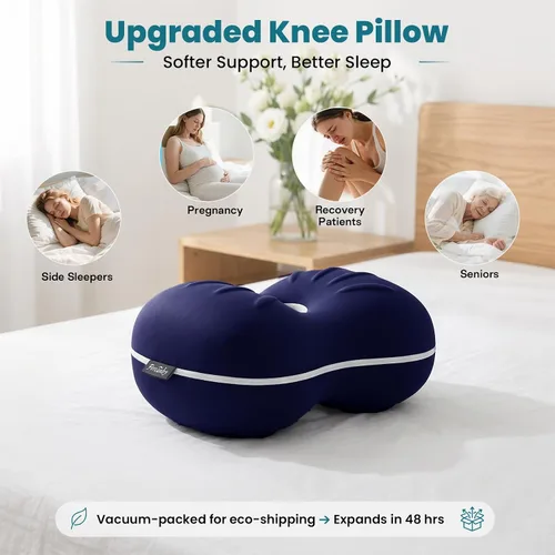 Miniatura 8 de Almohada de rodilla para personas que duermen de lado, almohada suave de alineación de la columna vertebral, almohadas de rodilla de espuma