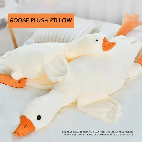 Miniatura 4 de Almohada de ganso de 19.5 pulgadas con animal de peluche de ganso blanco y cisne (blanco, 19.5")