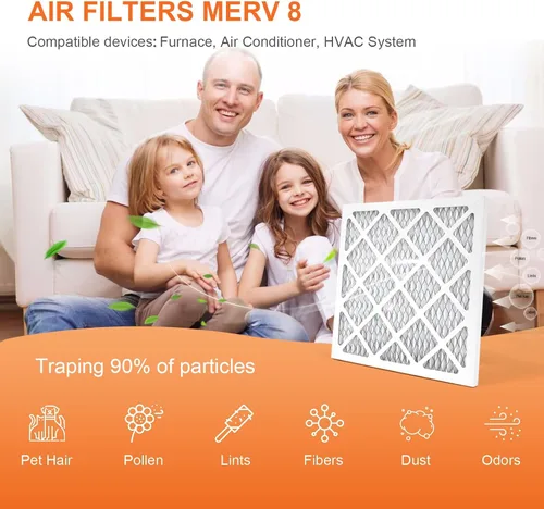 Miniatura 2 de Paquete de 2 filtros de aire plisados MERV 8 HVAC para horno de CA de 14 x 14 x 1 pulgadas para oficina en casa MPR 600 FPR 5