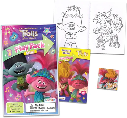 Miniatura 2 de Dreamworks Trolls - Juego de mini recuerdos de fiesta para niños, paquete con 24 mini trolls Grab n Go Play con páginas para colorear y más