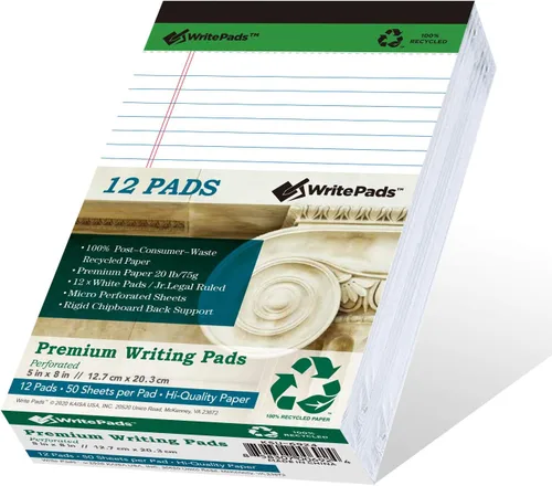 Miniatura 12 de KAISA KSU-6887 - Bloc de notas de tamaño legal de 15 libras, con hojas recicladas de color, 50 hojas con renglones, de 5 x 8 pulgadas, 8 blocs