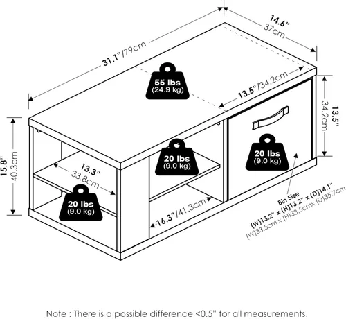 Miniatura 3 de Furinno Viola Mesa de Café, Mesa de Centro Moderna de 3 Niveles con Tablero de 1.2 Pulgadas de Grosor, Mesa Auxiliar con Estante Abierto y Blanco