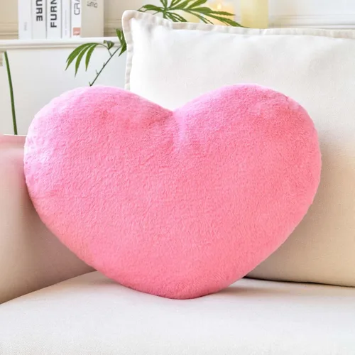 XVTRU Almohadas de corazón rosa melocotón, bonita almohada decorativa de corazón, almohadas en forma de corazón para cama, cojín de felpa de felpa