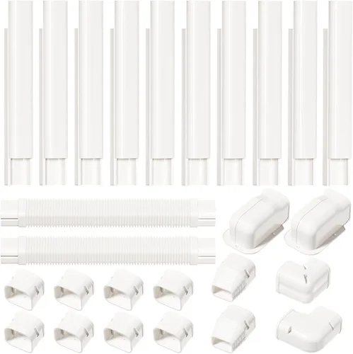 Miniatura 11 de HOXHA Kit de Cubierta para Línea de Mini Split de 3" de Ancho x 10 Pies de Largo, Cubierta Decorativa de PVC Delgada para Sistemas de Aire