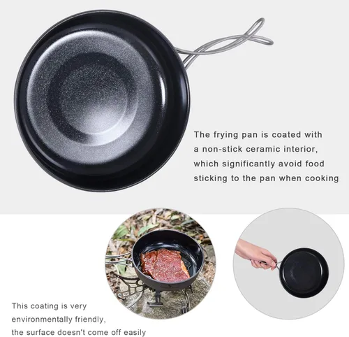 Miniatura 4 de Boundless Voyage Sartén antiadherente de titanio con mango plegable, revestimiento de cerámica antiadherente, olla de cocina para acampar al aire 36