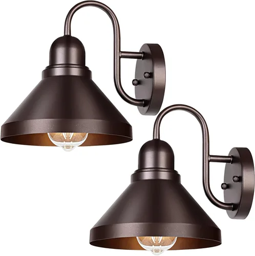 Brightever Luces de Porche de Cuello de Ganso para Exteriores, Paquete de 2 Accesorios de Luz de Granero Exterior Estilo Granja, Lámparas de Pared