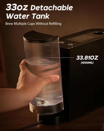 Miniatura 5 de Máquina de café expreso, compatible con cápsulas originales Nespresso, de un solo toque con zona de preparación iluminada, bomba de 20 bares, tanque