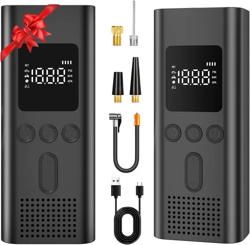 Miniatura 9 de Inflador de neumáticos, compresor de aire portátil, bomba de aire inalámbrica de inflado rápido de 150 PSI con luz LED, apagado automático, batería
