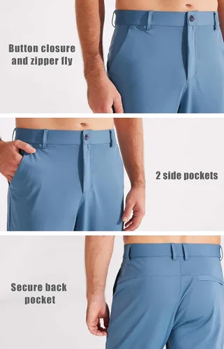 Miniatura 3 de Libin Pantalones deportivos de golf elásticos en 4 direcciones con bolsillos, pantalones de vestir ajustados para trabajo, pantalones deportivos