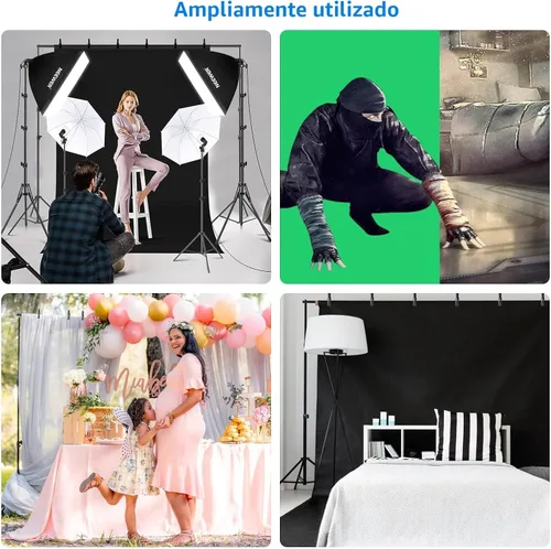 Miniatura 3 de Sistema de apoyo de fondo Neewer, de 8.5 x 10 pies y equipo de iluminación continua de 800 W, 5500 K, softbox y sombrillas para estudio fotográfico