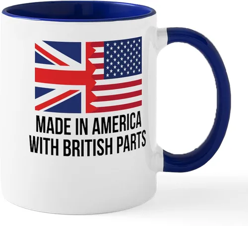 Miniatura 65 de CafePress Born American, British By Hea Taza de café de cerámica de 11 oz (11.0 fl oz)