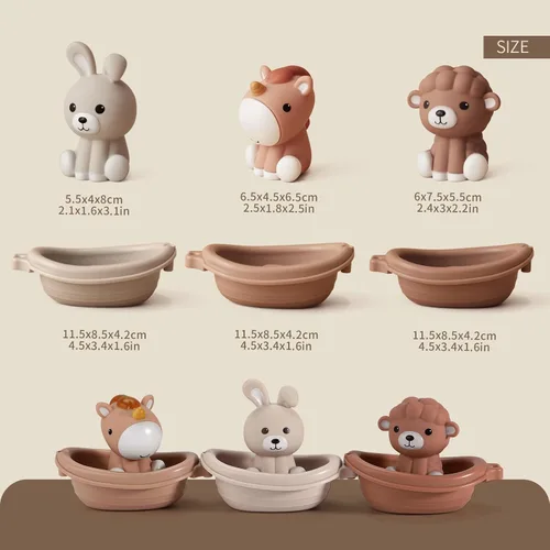 Miniatura 7 de Nueplay Juguetes de Bañera para Niños Pequeños de 18 Meses+, Juguetes de Baño para Bebés con Marionetas de Animales para Dedos, Barco y Tren 3Animals
