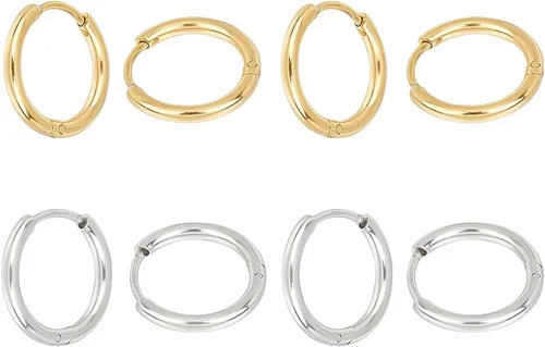 Miniatura 10 de UNICRAFTALE 20 aretes de aro pulidos a mano de 0.472 in, aretes de aro de acero inoxidable de 0.028 in, componentes de alambre de acero inoxidable