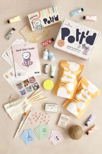 Miniatura 2 de Pott'd Arcilla que se Seca al Aire para Adultos Edición Especial Noche de Cita. Kit de Cerámica Casera para Principiantes para Adultos. Kit