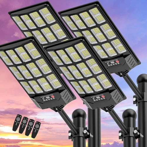 Miniatura 9 de Farolas solares impermeables para exteriores, luz de inundación gran angular de 320°, luz LED de estacionamiento solar con sensor de movimiento