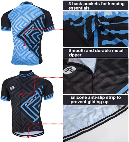 Miniatura 4 de ZEROBIKE Conjunto de camiseta de ciclismo transpirable de manga corta para hombre acolchado 3D pantalones cortos de bicicleta ropa deportiva