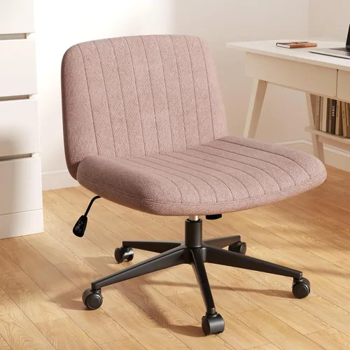 Miniatura 7 de Silla cruzada con ruedas, silla de oficina con patas cruzadas, sillas de oficina sin brazos, sillas de oficina giratorias de tela inclinable