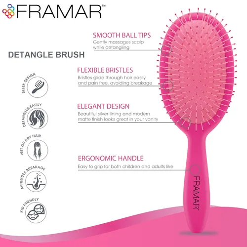 Miniatura 4 de Framar Cepillo desenredante para cabello rizado, cepillos para el cabello para mujeres, cepillo húmedo para mujeres, cepillos para el cabello, Rosa