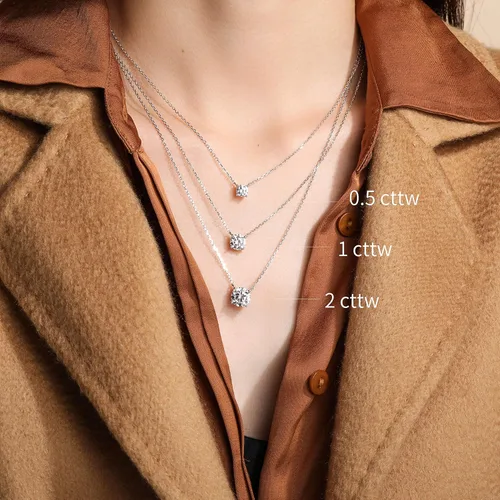 Miniatura 6 de S.Leaf - Collar con colgante de plata de ley con circonia cúbica y solitario, para mujer