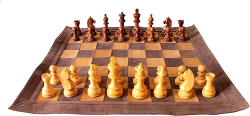 StonKraft - Tablero de ajedrez de cuero genuino de tamaño grande de 19 x 19 pulgadas | Ajedrez de torneo enrollable | Marrón gamuza Gamuza marrón