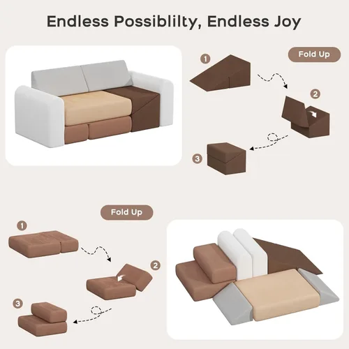 Miniatura 3 de BanaSuper Bloques de espuma de escalada para niños, juego modular de 7 piezas para niños pequeños, bloques de espuma de juego suave, juguetes