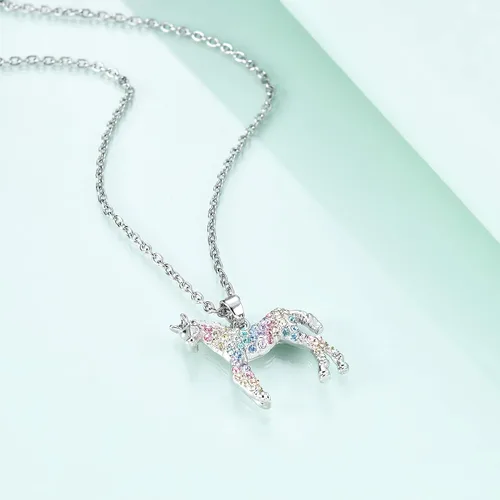Miniatura 3 de Collar de caballo, lobo, jirafa, dinosaurio, regalos, collar de flamenco, elefante, perezoso, llama, sirena, joyería para mujeres