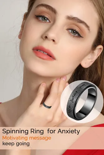 Miniatura 3 de Anillo Inicial Giratoria de Ansiedad para Mujeres Anillo de Ansiedad para Mujeres y Hombres Anillo de Pulgar para Hombres Anillo Giratoria de Plata