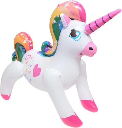 Unicornios grandes y coloridos de arcoíris inflables (24 pulgadas) para decoración de piscina para fiesta de cumpleaños.